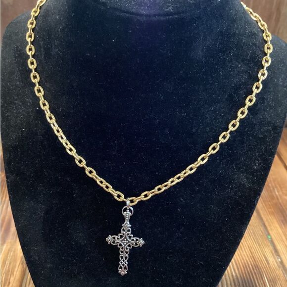 Handcrafted Bump’s Creations Filigree Cross Choker - Picture 1 of 4